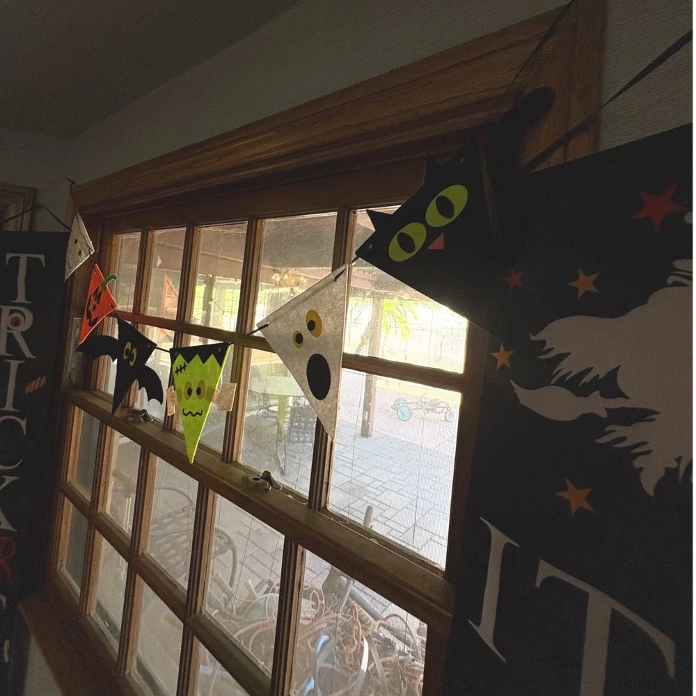 Halloween Decorations Bundle:‎ 2 Banners Witch Pennant Garland, 2 Bats Decor